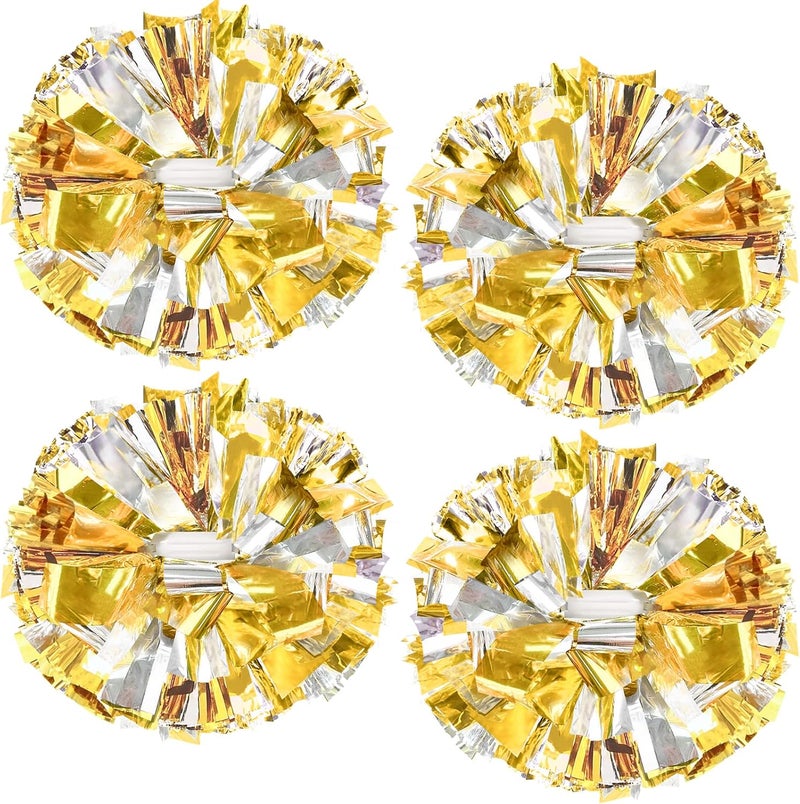 HOLENGS 4Pcs Upgraded 12inch Metallic Cheerleading Pom Poms, Cheerleader Pompoms Cheer Poms for Kids Adults, Cheering Squad Pompoms for School Sports Games Dance Party - Image 1